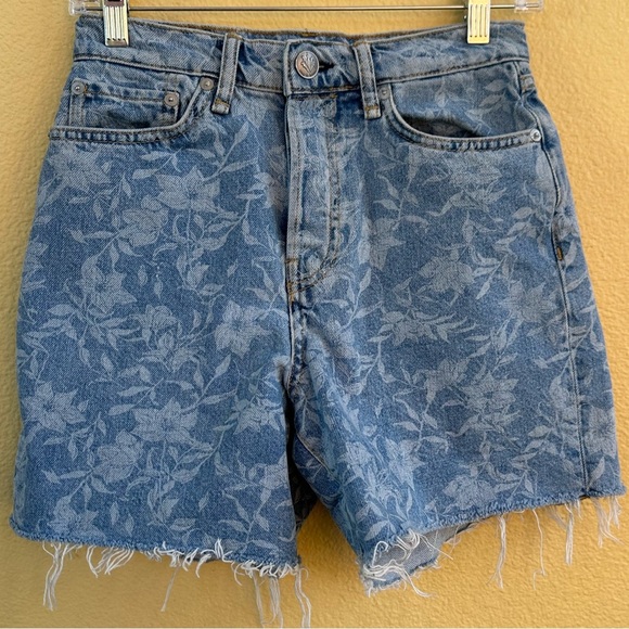 Rag & Bone Maya High Rise Floral Laser Print Raw Hem 6” Jean Short Size 25 EUC! - Picture 7 of 15